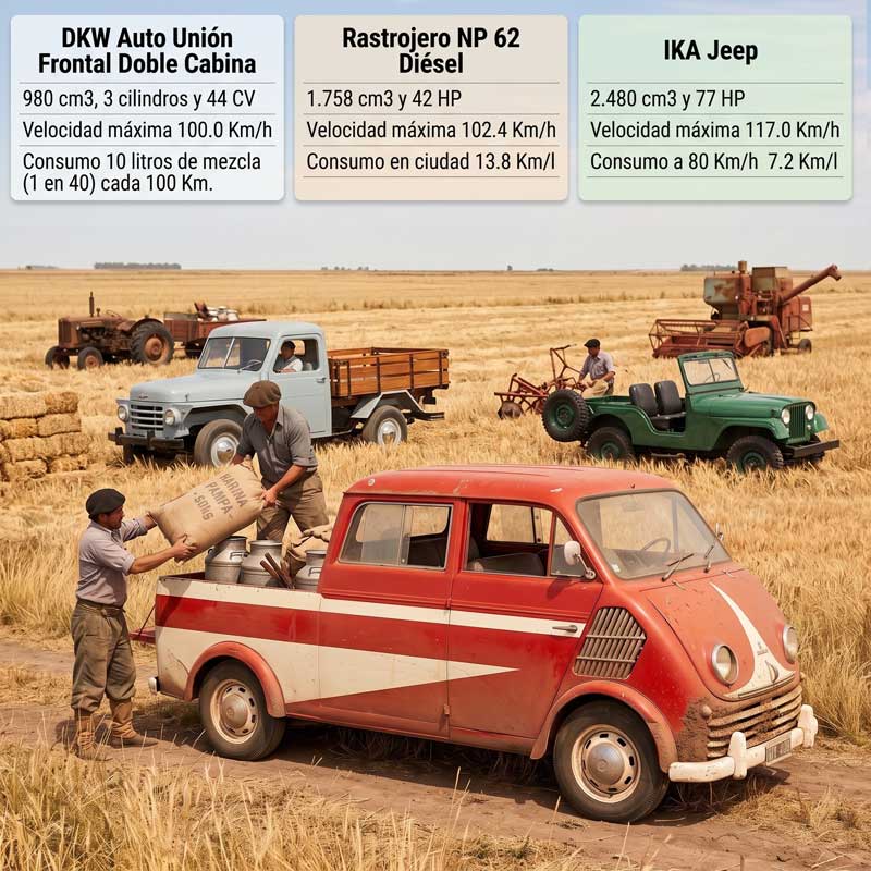 DKW Auto Unión Frontal Plataforma y Doble Cabina